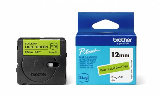 BTAG-G31 12mm Black on light green tape
