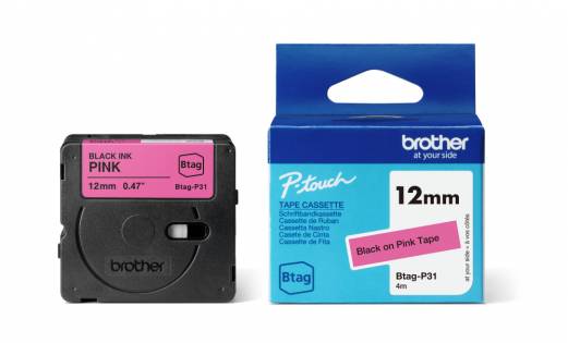 BTAG-P31 12mm Black on pink tape
