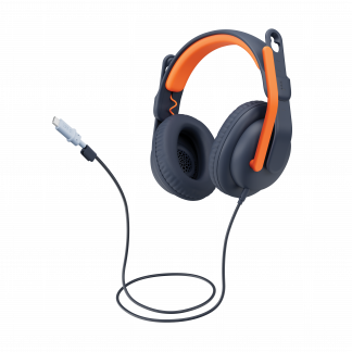 Logitech Zone Learn Wired Over-Ear Headset for Learners, USB-C Kabling Hovedtelefoner Sort Orange