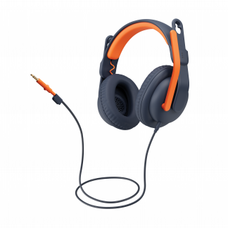 Logitech Zone Learn Over-Ear Wired Headset for Learners, 3.5mm AUX Kabling Hovedtelefoner Sort Orange