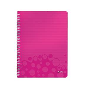 Notesbog WOW PP A4 m/hul lin. 80ark pink