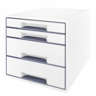 Desk cube WOW m/4-skuffer hvid/grå