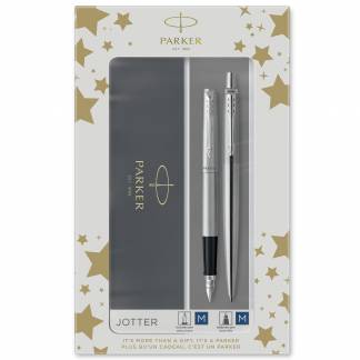 Parker Duosæt Jotter 77% recycled CT kuglepen+fyldepen sølv