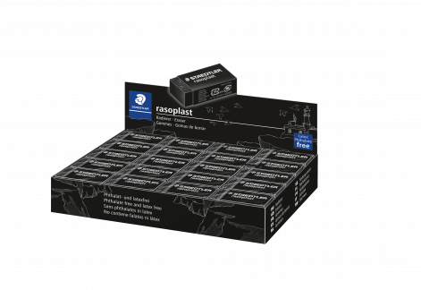 Viskel&aelig;der Rasoplast 33x16x13mm sort