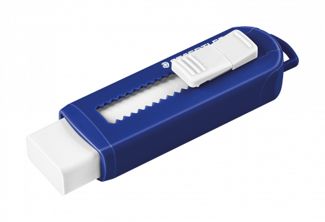 Viskel&aelig;der PVC frit m/skub funktion bl&aring;/hvid