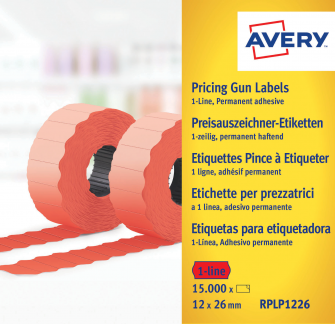 Labels 26x12 G1 fluor red 10-rolls