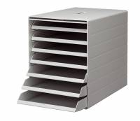 Skuffekabinet idealbox plus Skuffekabinet  med syv åbne skuffer og frontplade som kan indskydes og udstyres. Til dokumenter op til C4 format.