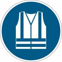 P&aring;budsskilt  "anvend sikkerhedsvest" permanent Permanent p&aring;budsskilt "Anvend sikkerhedsvest" &Oslash; 43cm, 0,4mm, 1 stk