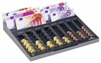 M&oslash;ntsorteringsbakke euroboard&reg; xl Metalbakke med 8 rum til pengesedler og en m&oslash;ntsorteringsbakke med 8 stabelbare rum til alle cent- og eurom&oslash;nter. Komplet med seddelrum til midlertidig opbevaring. M&oslash;ntkapacitet: 233,90 &euro;.