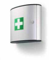 F&oslash;rstehj&aelig;lpsskab first aid box m F&oslash;rstehj&aelig;lpsskab med to fag uden indhold.