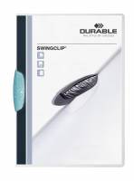 Klemmappe swingclip® 30 a4 transparent Klemmappe i transparent plast med farvet plastclip, for op til 30 A4 ark.