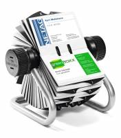 Visifix&reg; visitkortkartotek Rullekartotek med 200 lommer der totalt kan indeholde op til 400 visitkort .
