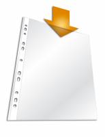 Plastlomme til ringbind business a4 pp pose med 100 Universalhul, glasklar plastlomme i PP med forstærkede huller.