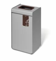 Affaldsbeholder durasort&reg; 55l brun Affaldsbeholder af metal med farvet indkast og en aftagelig inderbeholder af plast.