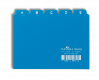 Guide indekskort a6 opdeling 5/5 a-z trykte faner pp Format: A6 H&oslash;jdexBredde: 105 x 148 mm Materialetykkelse: 0,3 mm Fanebredde: 25 mm