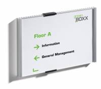 Info sign 210x149mm (a5) D&oslash;r og v&aelig;gskilte i aluminium og frontplade i akryl. Design indstiksetiket med gratis skabelon. 1 stk