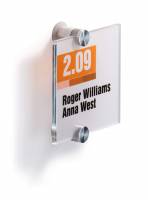 Crystal sign 105x105mm Elegant d&oslash;r-og v&aelig;gskilte i klar akryl med dekorative skruer. Design indstiksetiket med gratis skabelon. 1 stk