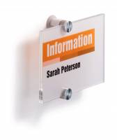 Crystal sign 148x105mm (a6) Elegant d&oslash;r-og v&aelig;gskilte i klar akryl med dekorative skruer. Design indstiksetiket med gratis skabelon. 1 stk