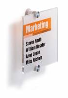 Crystal sign 148x148mm Elegant d&oslash;r-og v&aelig;gskilte i klar akryl med dekorative skruer. Design indstiksetiket med gratis skabelon. 1 stk