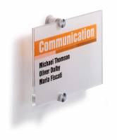 Crystal sign 210x148mm (a5) Elegant d&oslash;r-og v&aelig;gskilte i klar akryl med dekorative skruer. Design indstiksetiket med gratis skabelon. 1 stk