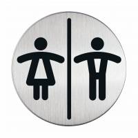 Skilt dame / herre toilet Pictogram af rustfrit st&aring;l