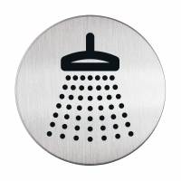 Skilt brusebad Pictogram af rustfrit st&aring;l