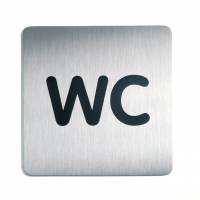Skilt firkantet "wc" toilet Pictogram af rustfrit st&aring;l
