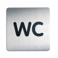 Skilt firkantet "wc" toilet Pictogram af rustfrit st&aring;l