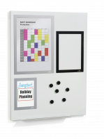 Magnettavle sæt duraframe® magnetic board s Skrivbar magnettavle 600x450x15 mm med penneholder, 3 inforammer og 6 magneter.