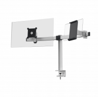 Sk&aelig;rmholder pro til 1 sk&aelig;rm og 1 tabletholder, bordbeslag Sk&aelig;rmholder til arbejde p&aring; tv&aelig;rs af enheder p&aring; sk&aelig;rm og tablet. Fastg&oslash;relse med bordbeslag