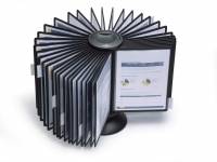 Registersystem sherpa&reg; carousel table 40 Roterende displaysystem komplet med 40 sorte A4-displaypaneler, 40 indeksfaner og en v&aelig;gtet, skridsikker base.
