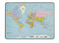Skriveunderlag 530x400 mm med verdenskort Skriveunderlag med verdenskortmotiv.