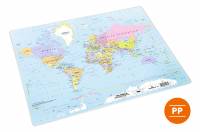 Skriveunderlag 500x380 mm med verdenskort pp Skriveunderlag i PP med motiv af verdenskort