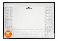 Skriveunderlag 600x430 mm med kalender pp Skriveunderlag i PP med limet kalenderblok med 2-&aring;rs oversigt.