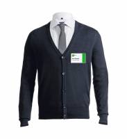 Navneskilt m n&aring;l 40x75 mm Navneskilt af robust plast med sikkerhedsn&aring;l. 100 stk.