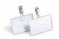 Navneskilt click fold rpp 54x90, stropklemme Letv&aelig;gts konveks foldbart navneskilt med unik klikmekanisme, har en drejelig stropklemme til fastg&oslash;relse. St&oslash;rrelse 54x90 mm.