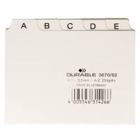 Guide indekskort a7 opdeling 5/5 a-z trykte faner pp Format: A7 H&oslash;jdexBredde: 74 x 105 mm Materialetykkelse: 0,3 mm Fanebredde: 20 mm