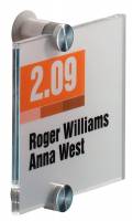 Crystal sign 105x105mm Elegant dør-og vægskilte i klar akryl med dekorative skruer. Design indstiksetiket med gratis skabelon. 1 stk
