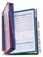 Vario® wall 10 Komplet registersystem med vægstativ af metal og 10 A4-lommer i polypropylen.