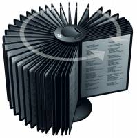 Registersystem sherpa® carousel table 40 Roterende displaysystem komplet med 40 sorte A4-displaypaneler, 40 indeksfaner og en vægtet, skridsikker base.