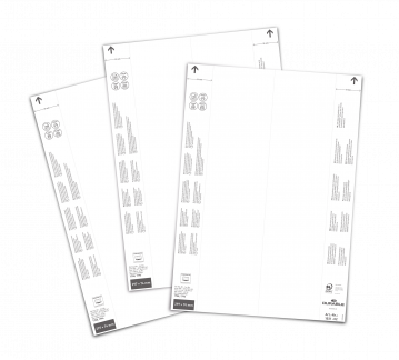 Indstiksark til lagerlommer 297 x 74 mm Mikroperforeret indstiksetiketter på A4 udskrivningsark til lagermærkning. Design selv med gratis skabelon på www.duraprint.dk