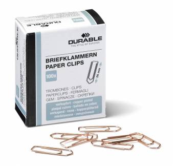 Papirclips 26 mm kobberbelagt 100 stk Kobberbelagte 26 mm metalclips