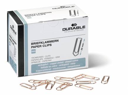 Papirclips 26 mm kobberbelagt 1000 stk Kobberbelagte 26 mm metalclips