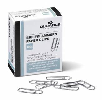 Papirclips 26 mm zinkbelagt 100 stk Zinkbelagte 26 mm metalclips