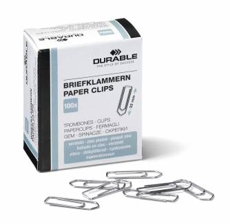 Papirclips 32 mm zinkbelagt 100 stk Zinkbelagte 32 mm metalclips
