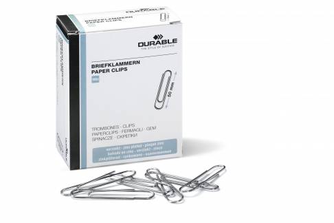 Papirclips 50 mm zinkbelagt, rundede, 100 stk Zinkbelagte 50 mm metalclips