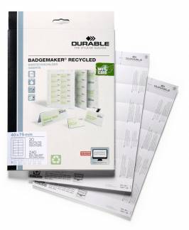 Badgemaker&reg; recycled indstik til navneskilte 40x75mm Mikroperforerede indstiksark til navneskilte i format 40x75mm.