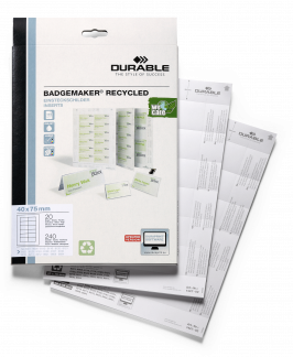 Badgemaker® recycled indstik til navneskilte 40x75mm Mikroperforerede indstiksark til navneskilte i format 40x75mm.