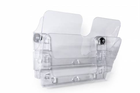 Brochureholder flexiplus 2 a4 tv&aelig;r magnetisk Komplet FLEXIPLUS 2 A4 brochureholder s&aelig;t med 2 bakker i liggende format til magnetisk v&aelig;gmontering.