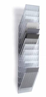 Flexiboxx  12 a4 h&oslash;j Brochure og blanketholder for brochurer i A4 h&oslash;jformat til v&aelig;gmontering.  S&aelig;t med  12 bakker.